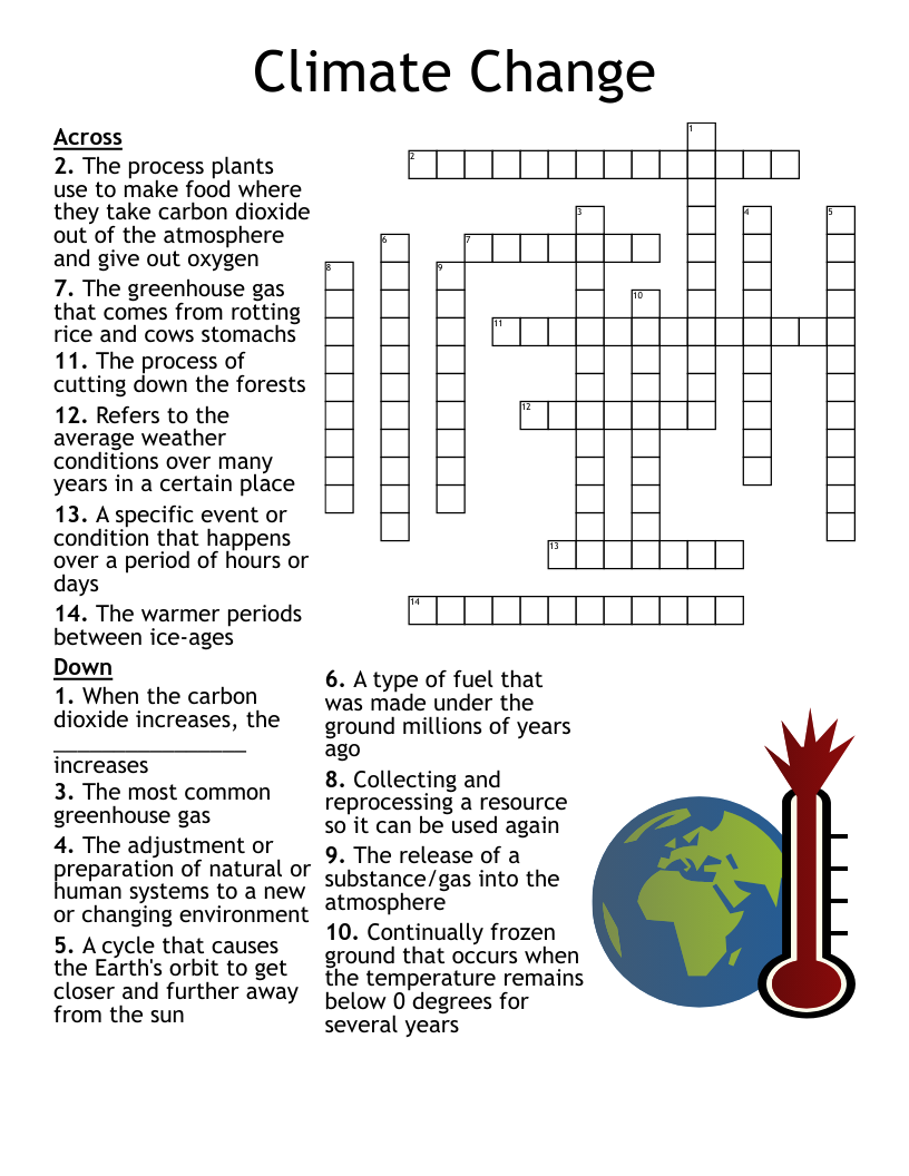 Environment Crossword Puzzle Printable