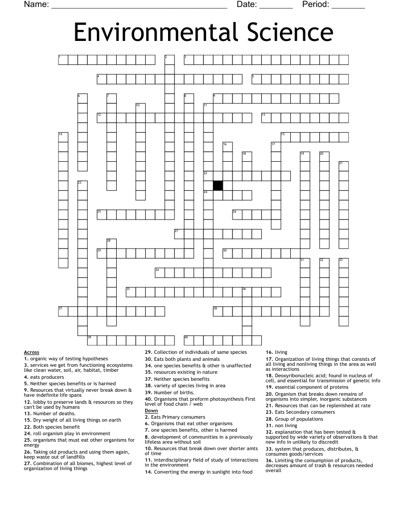 Environmental Science Crossword WordMint Environmental Science Crossword WordMint