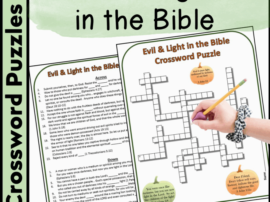 Evil Light In Bible Crossword Puzzle Halloween Made By Teachers