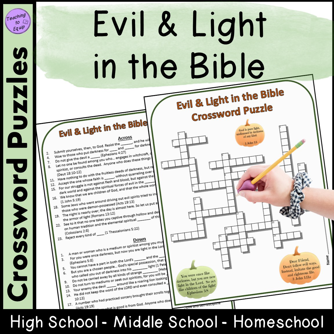 Evil Light In Bible Crossword Puzzle Halloween Made By Teachers