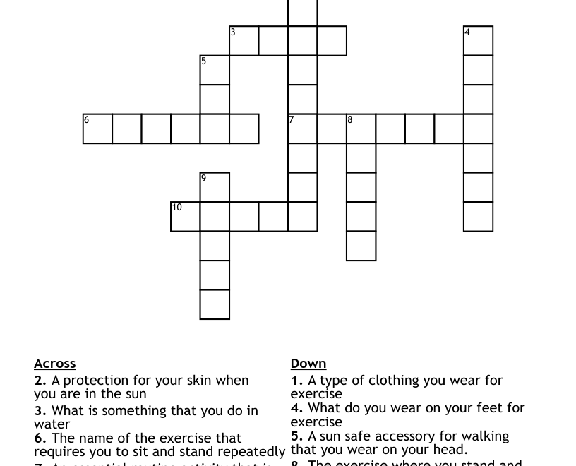 Exercise Crossword WordMint