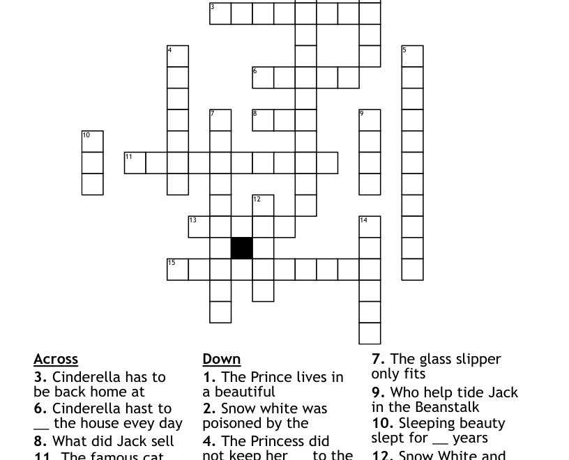 Fairy Tale Crossword WordMint