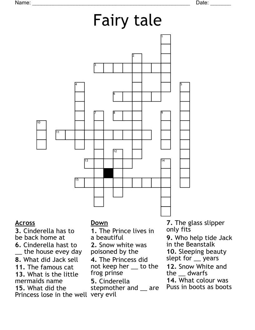 Fairy Tale Crossword WordMint