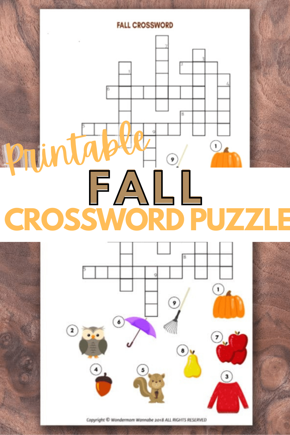 Fall Crossword Puzzle For Kids Fall Crossword Puzzle For Kids
