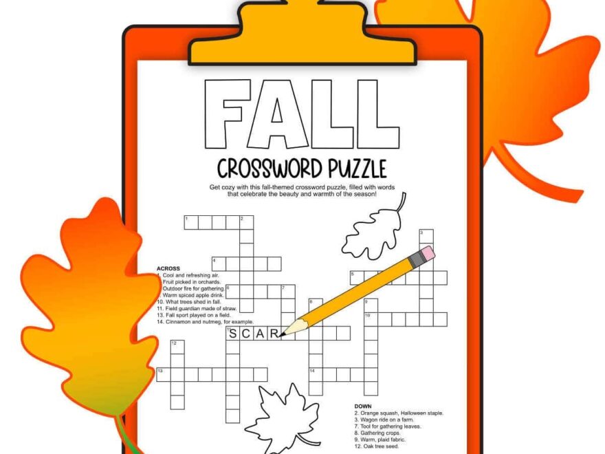 Fall Crossword Puzzle Sunshine And Rainy Days