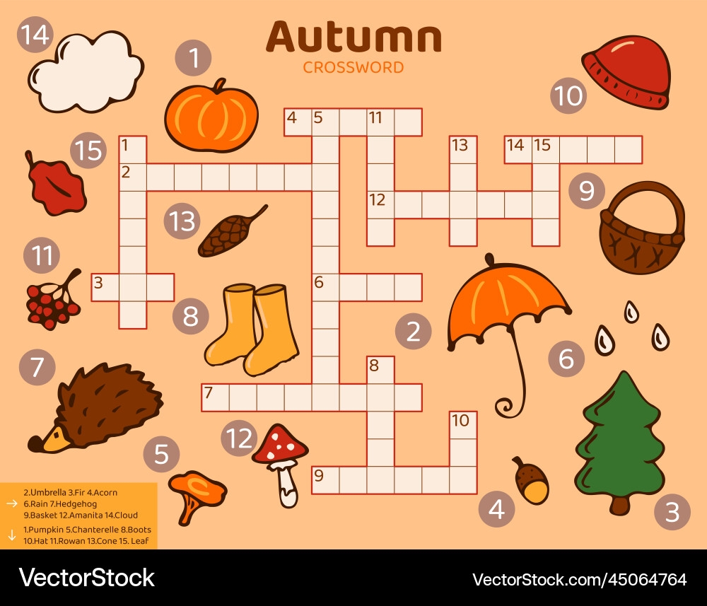 Fall Season Crossword Puzzle For Kids Royalty Free Vector Fall Season Crossword Puzzle For Kids Royalty Free Vector