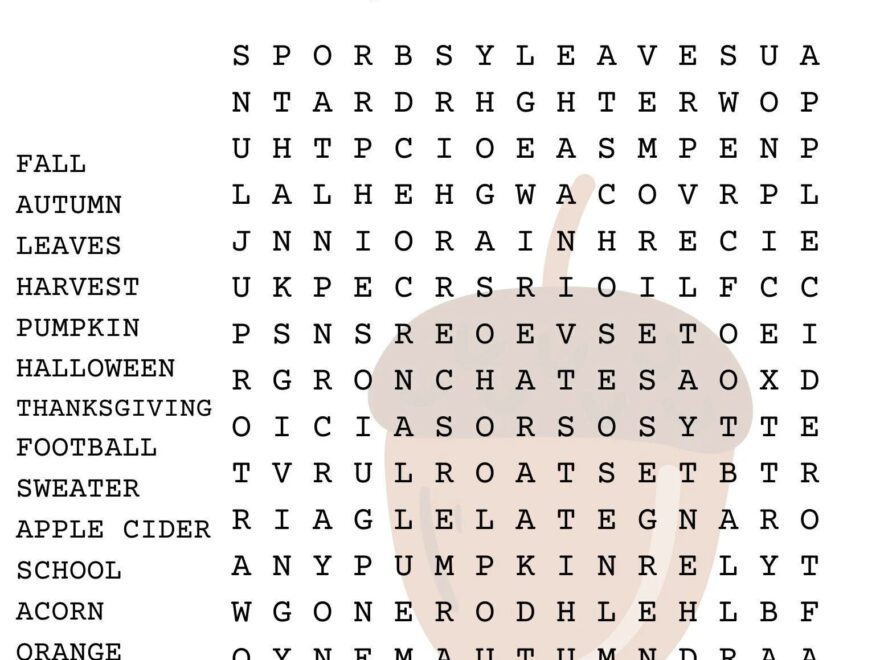 Fall Word Search Puzzle With Answer Sheet Autumn Word Search Seasonal Games Seasonal Puzzles Family Activities Children s Puzzles Etsy
