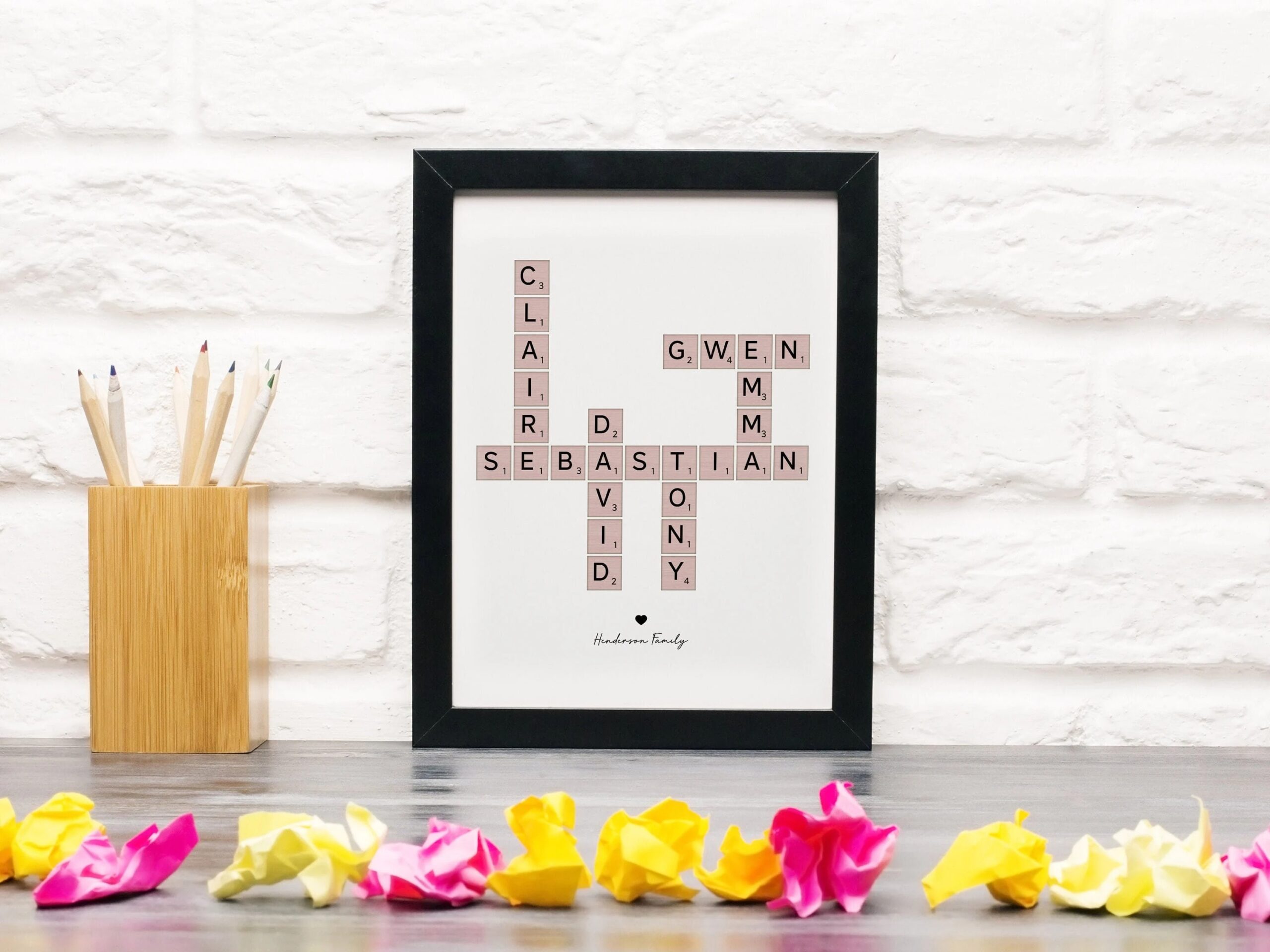 Family Crossword Scrabble Print Custom Family Letter Tile Print Personalized Anniversary Gift For Husband Christmas Gift For Wife Etsy