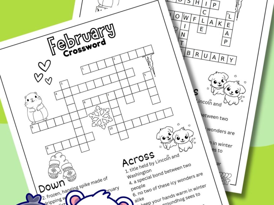 February Crossword Puzzle Free Printable