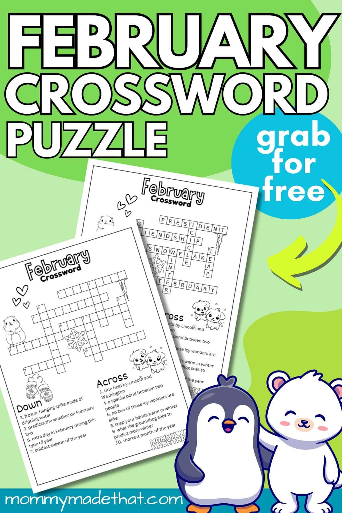 February Crossword Puzzle Free Printable 