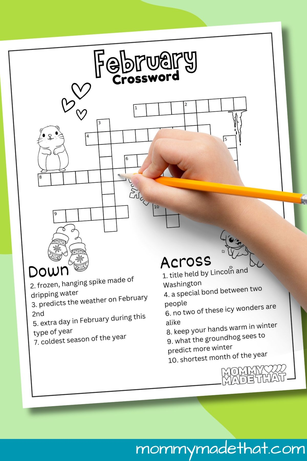 February Crossword Puzzle Free Printable 