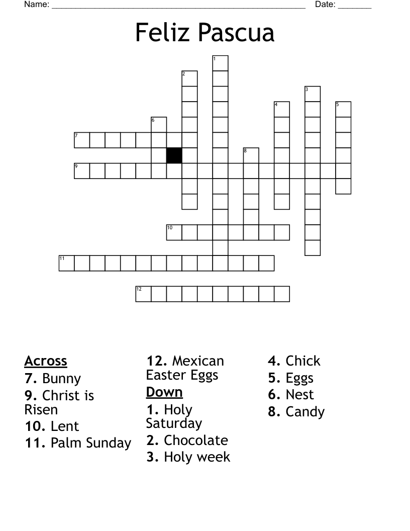 Feliz Pascua Crossword WordMint Feliz Pascua Crossword WordMint