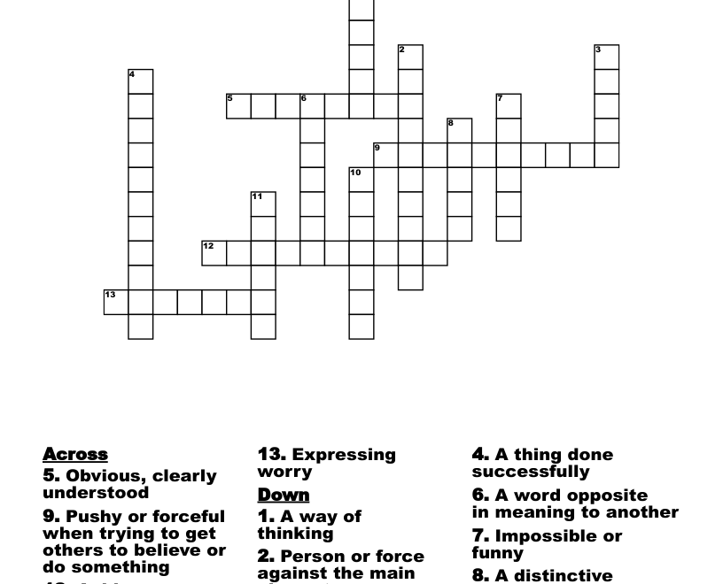 Fifth Grade Vocabulary Crossword WordMint