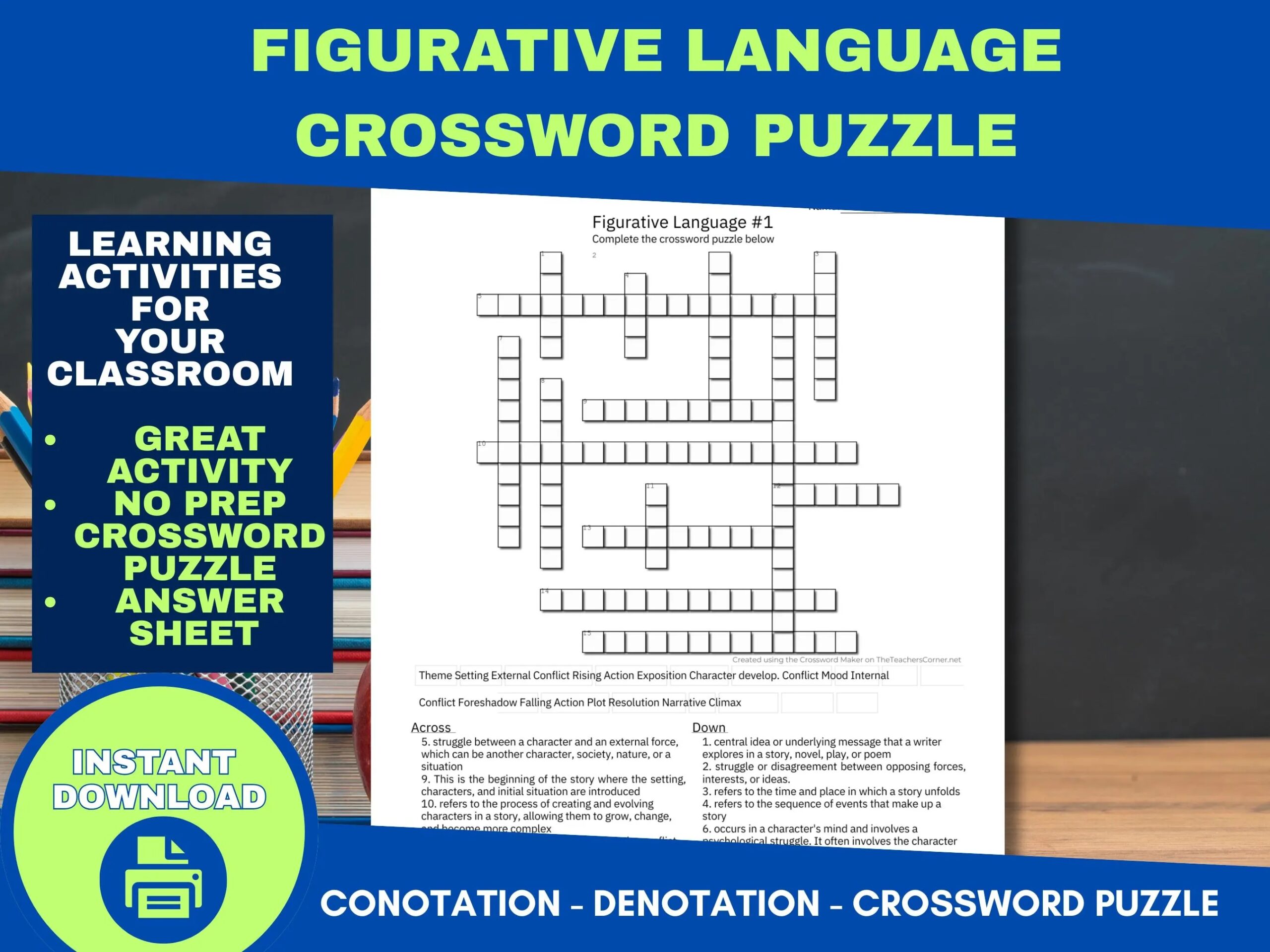 Figurative Language Crossword Puzzle ELA Setting Crossword Puzzle With Answer Key ELA Vocabulary Crossword Puzzles Etsy