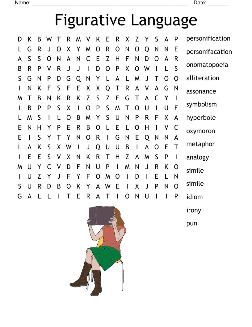 Figurative Language Puzzle Crossword WordMint