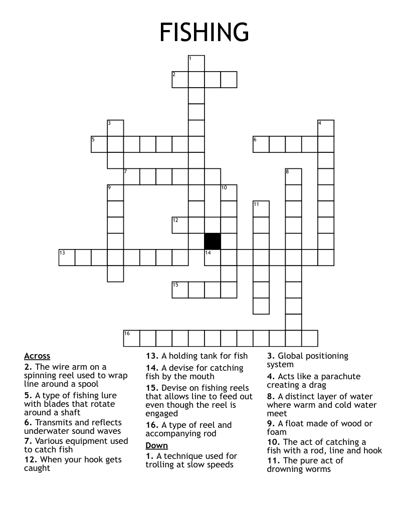 FISHING Crossword WordMint FISHING Crossword WordMint