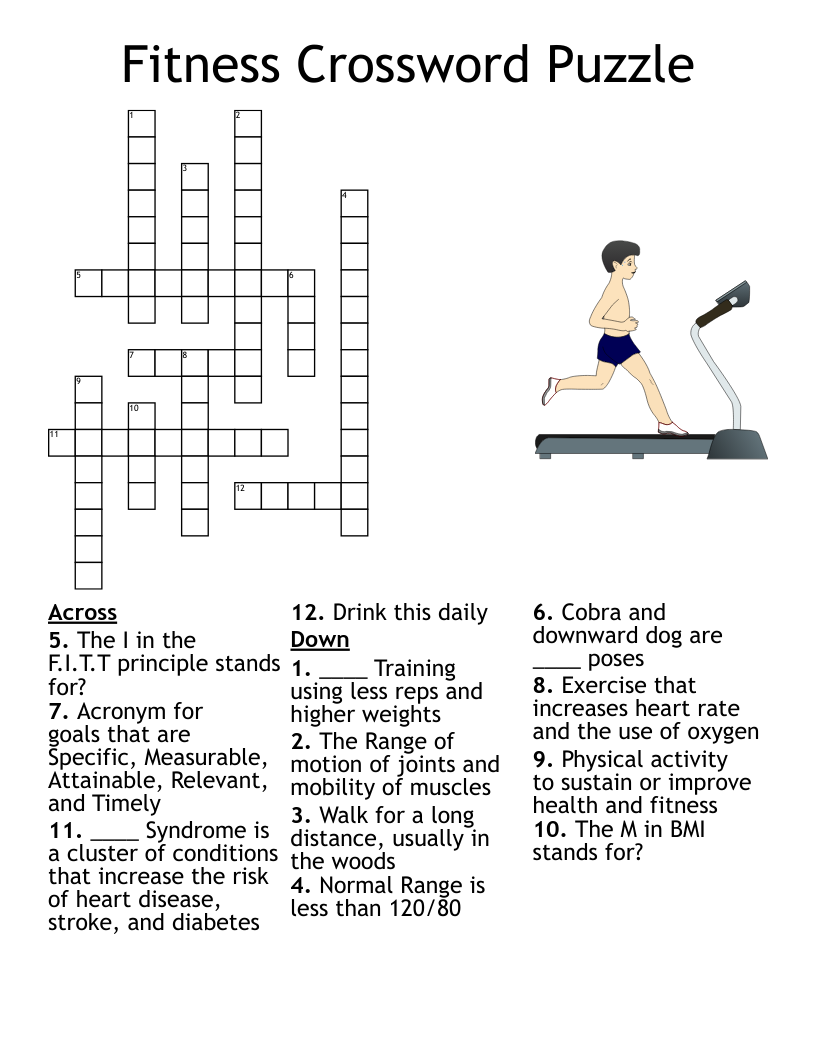 Fitness Crossword Puzzle WordMint Fitness Crossword Puzzle WordMint