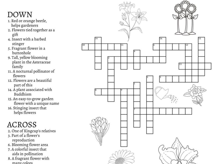Flower Crossword Puzzle Beeloo Printable Crafts And Activities For Kids