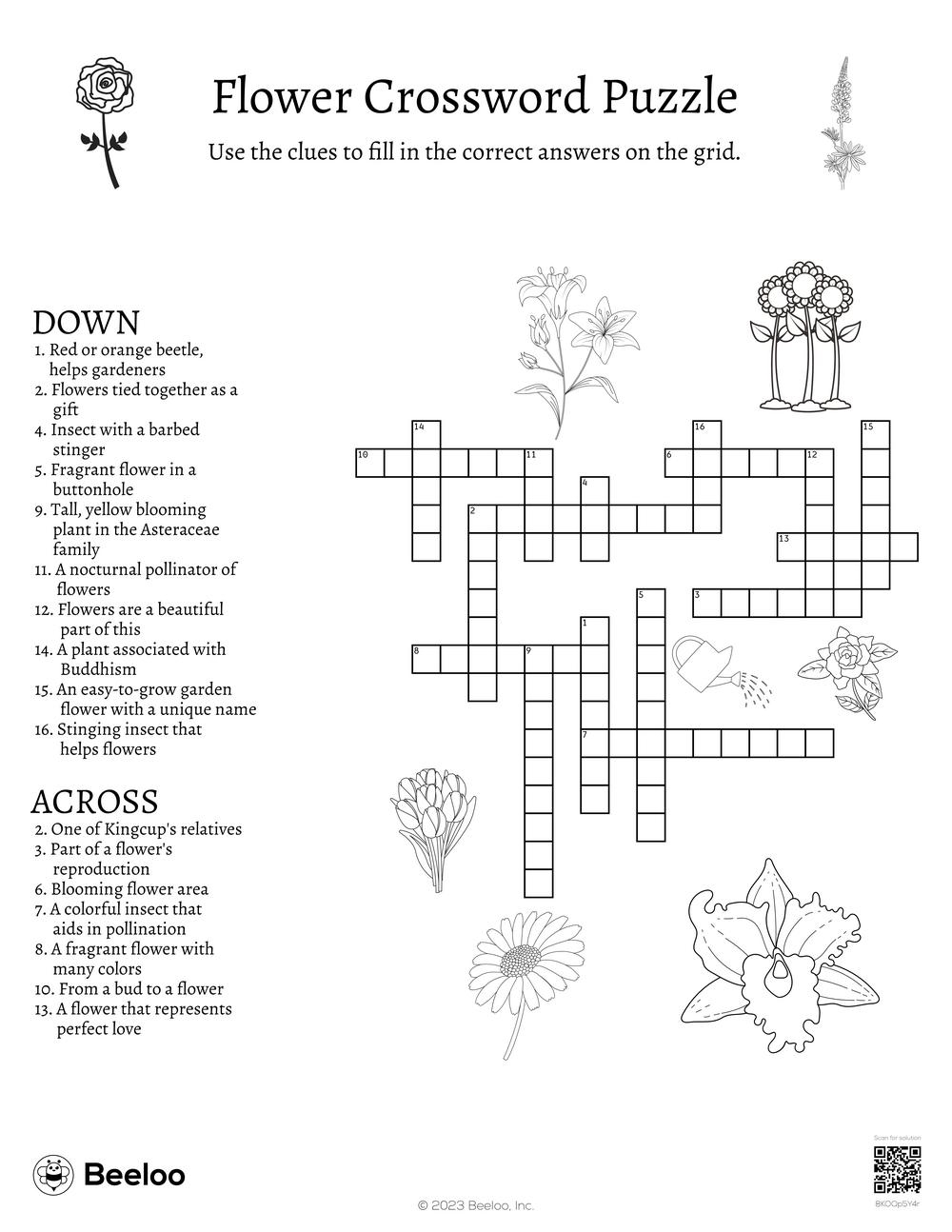 Flower Crossword Puzzle Beeloo Printable Crafts And Activities For Kids Flower Crossword Puzzle Beeloo Printable Crafts And Activities For Kids