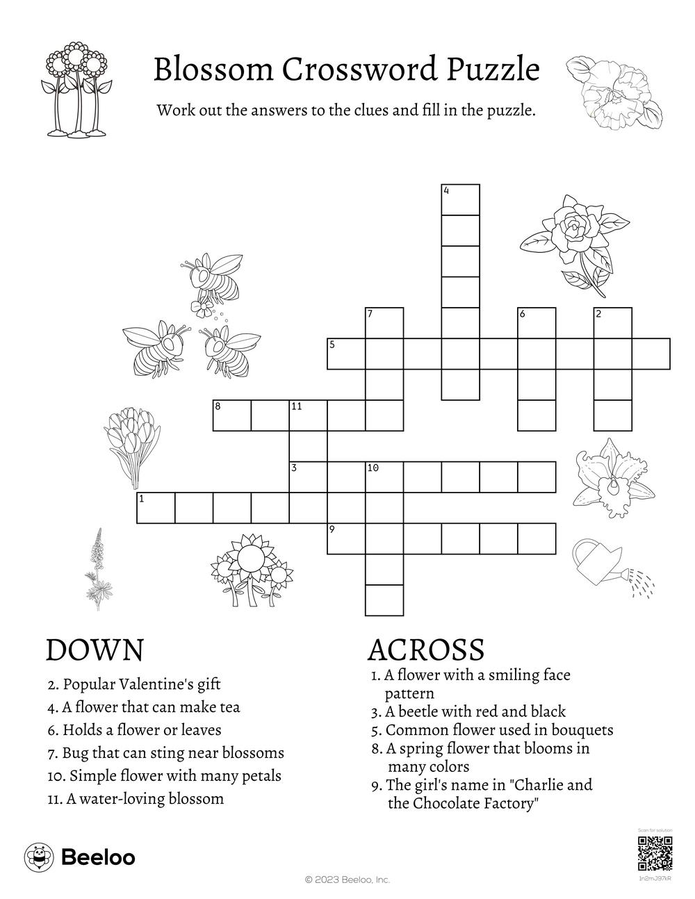 Flower themed Crossword Puzzles Beeloo Printable Crafts And Activities For Kids Flower themed Crossword Puzzles Beeloo Printable Crafts And Activities For Kids
