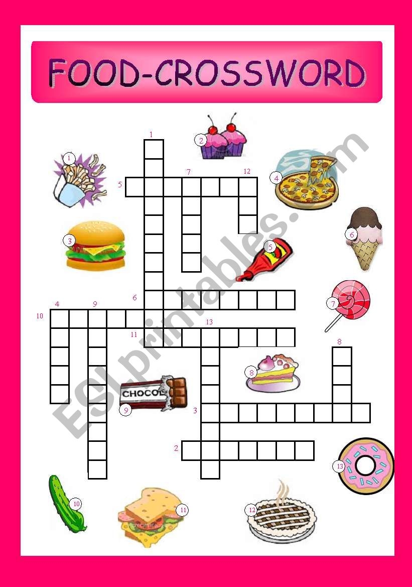 Food Crossword Puzzle Printable Food Crossword Puzzle Printable