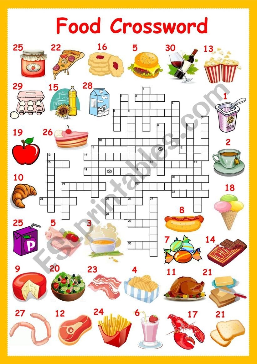 Food Crossword ESL Worksheet By Solnechnaya Food Crossword ESL Worksheet By Solnechnaya