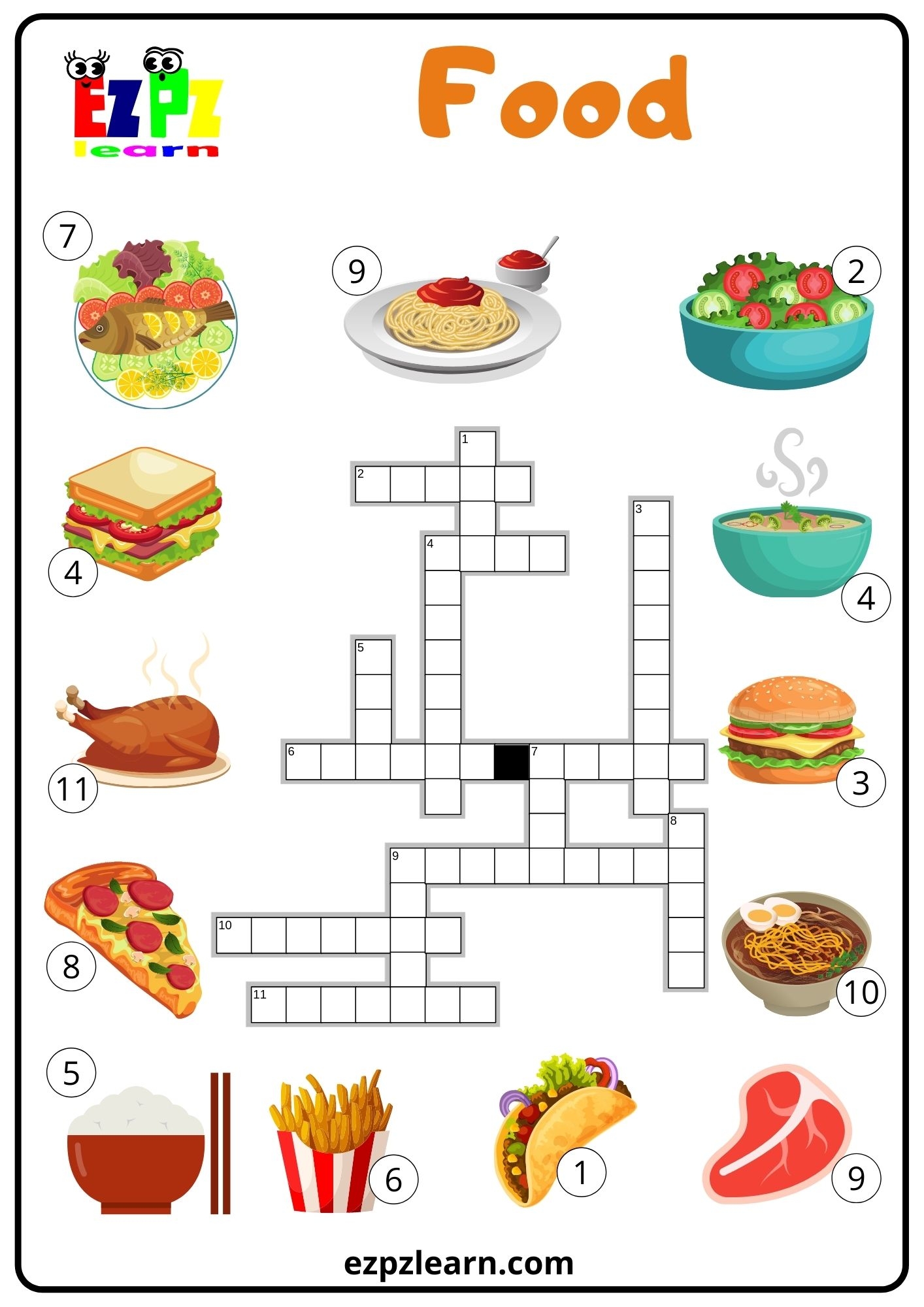 Food Crossword Ezpzlearn Food Crossword Ezpzlearn