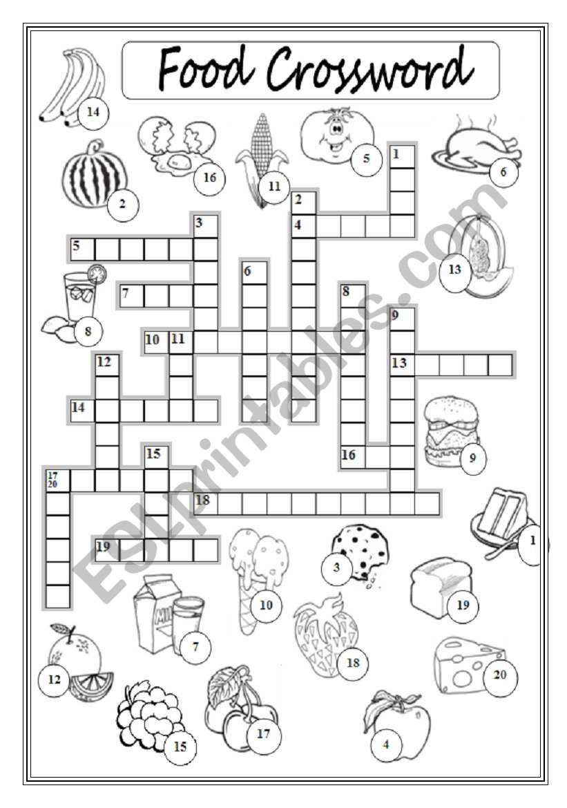Food Crossword Puzzle ESL Worksheet By Xyz5 Food Crossword Puzzle ESL Worksheet By Xyz5