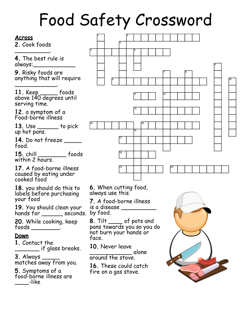 Food Safety Crossword WordMint Food Safety Crossword WordMint