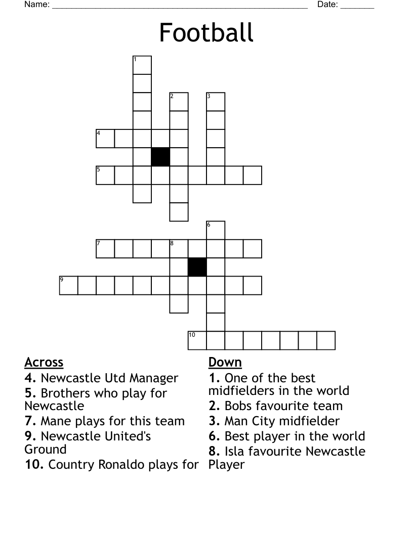 Football Crossword WordMint Football Crossword WordMint