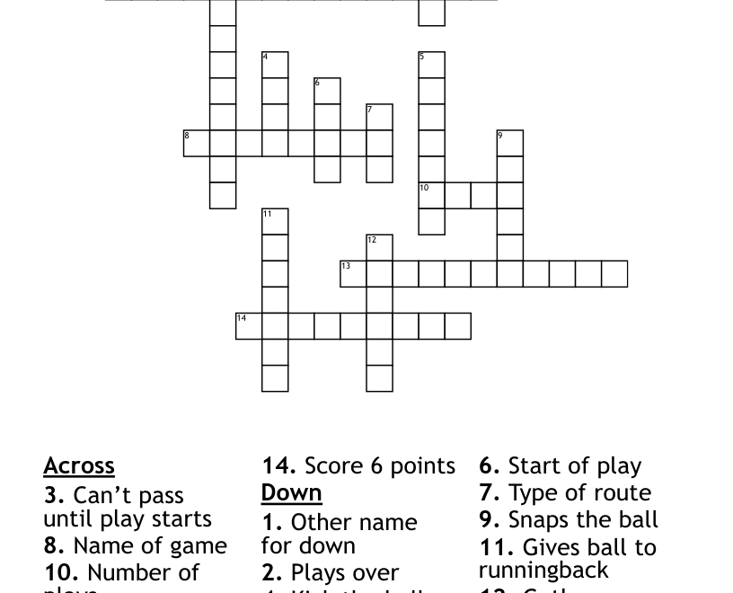 Football Puzzle Crossword WordMint