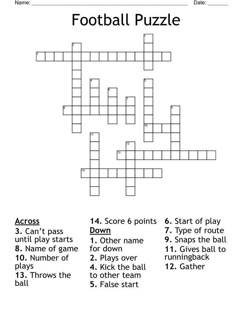 Football Puzzle Crossword WordMint Football Puzzle Crossword WordMint