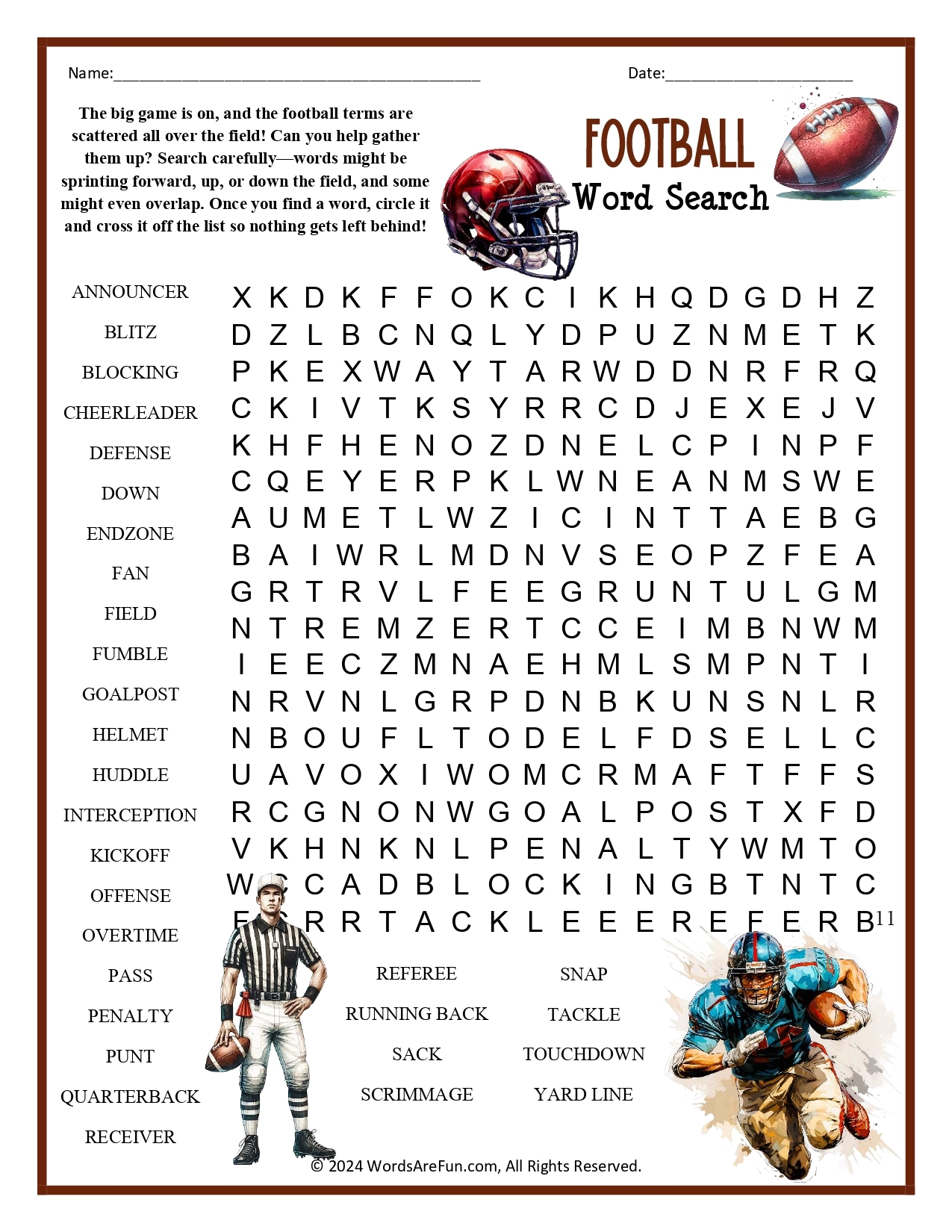 Football Crosswords Printable Football Crosswords Printable