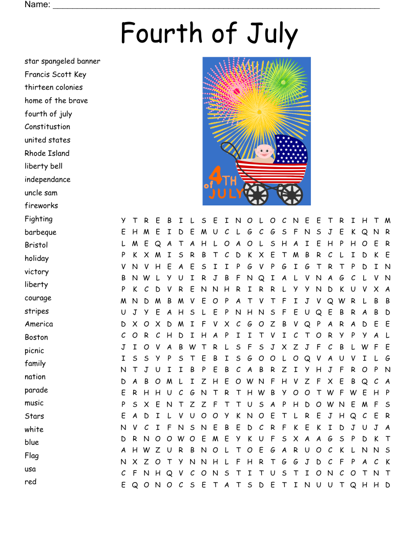 Fourth Of July Crossword Puzzle WordMint Fourth Of July Crossword Puzzle WordMint