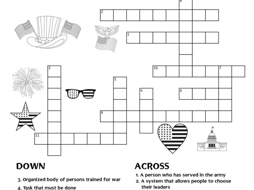 Fourth Of July themed Crossword Puzzles Beeloo Printable Crafts And Activities For Kids