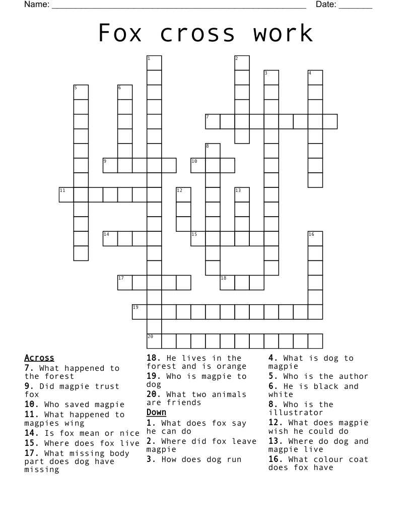 FOX Word Search WordMint FOX Word Search WordMint