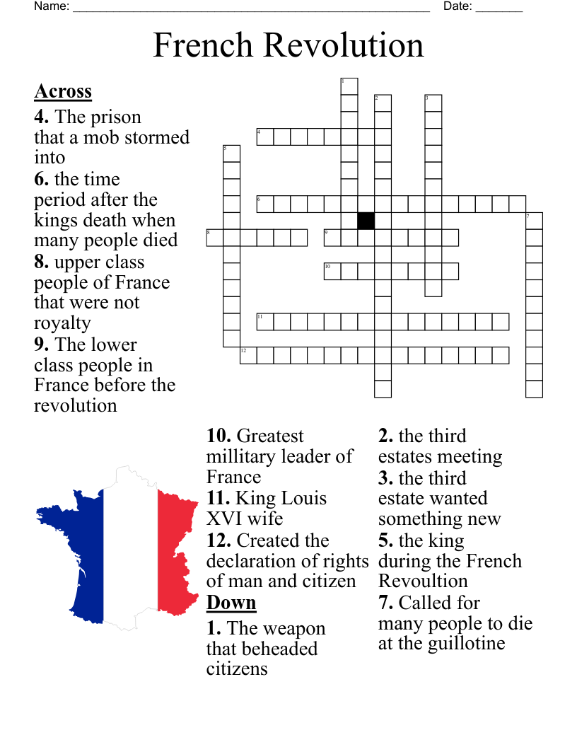 France Cross Word Puzzle WordMint
