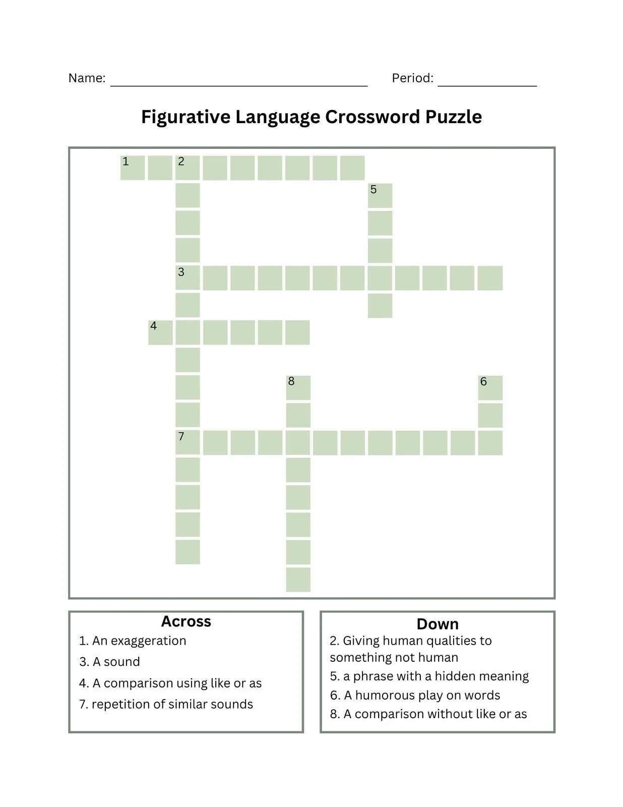 Crossword Puzzle With Answers Printable