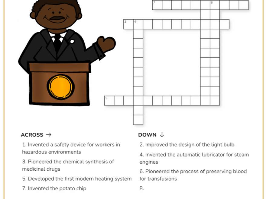 Free And Printable Black History Crossword Puzzle Worksheets Library