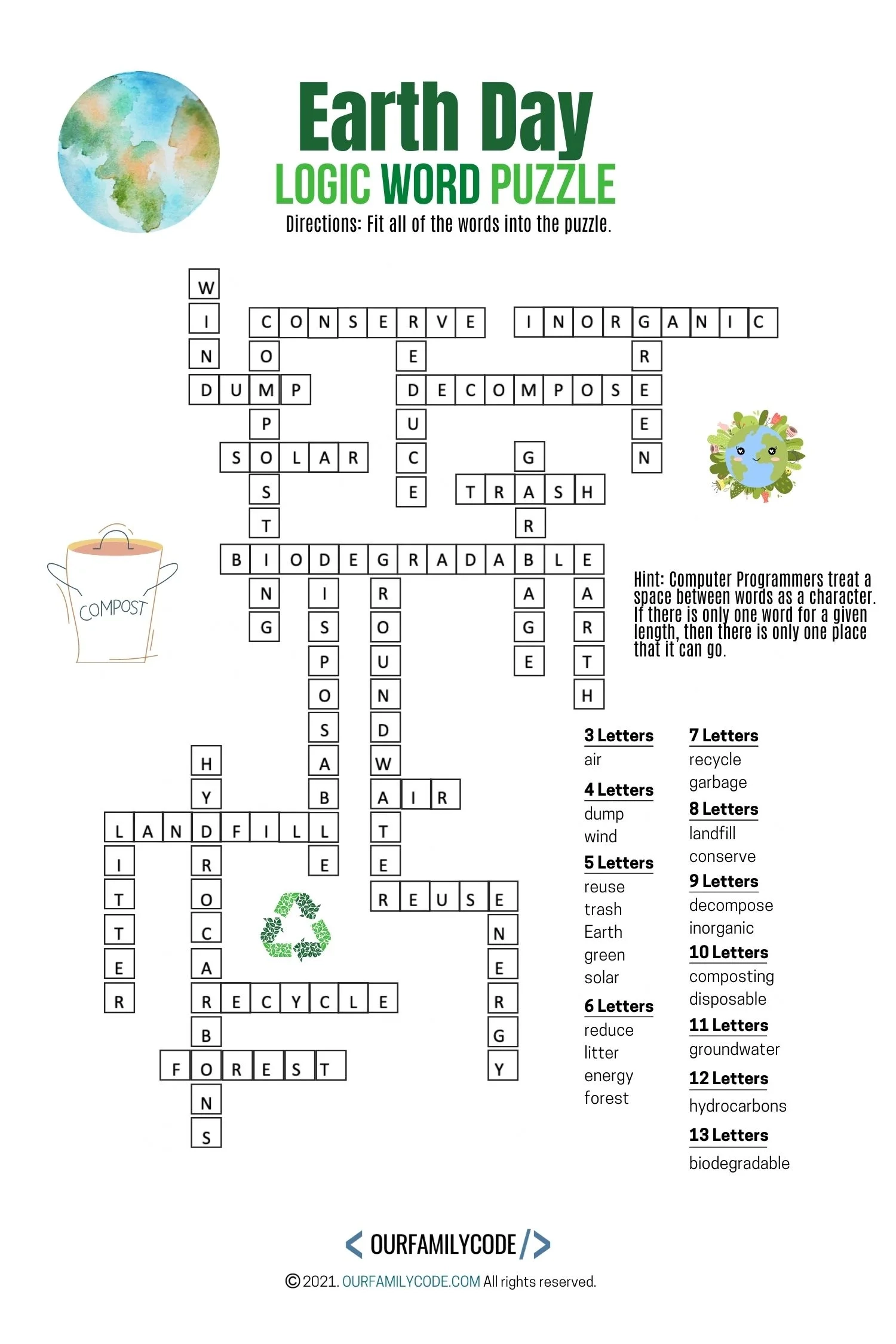 Free Earth Day Vocabulary Worksheets Our Family Code Free Earth Day Vocabulary Worksheets Our Family Code