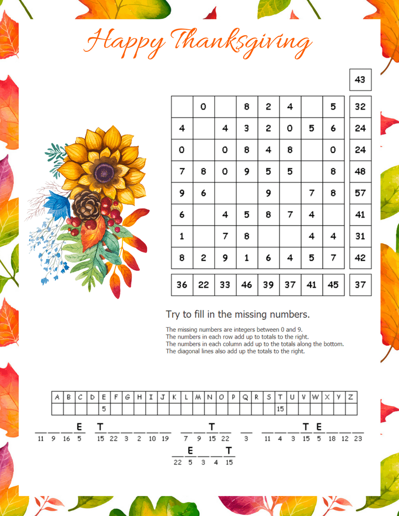 Free Fall Thanksgiving Puzzle Printables Daily Dish Magazine