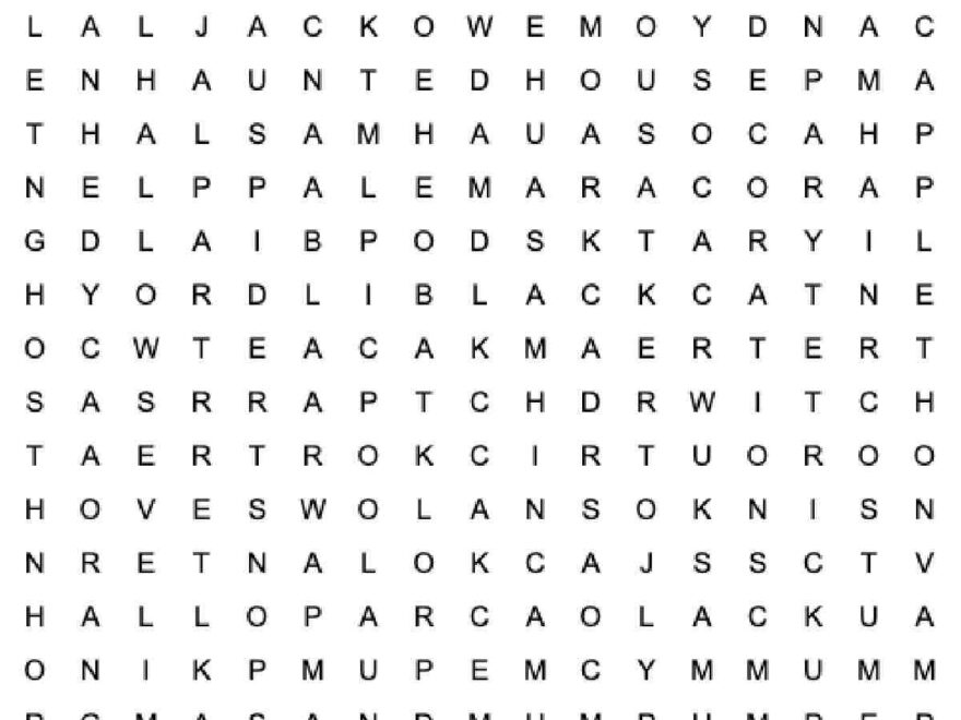 Free Halloween Word Search Printable With Answer Key Included