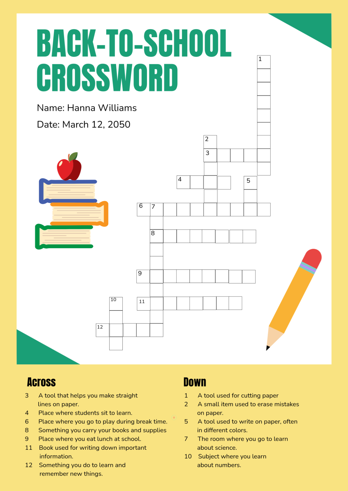 Free Mini Crossword Puzzle For Kids Template To Edit Online