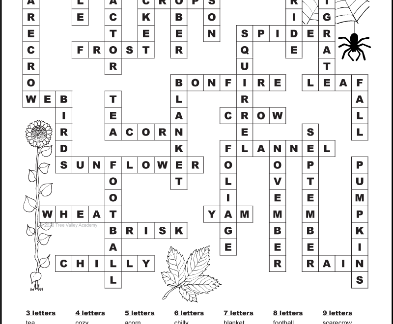 Free Printable Autumn Fall Word Fill In Puzzles Tree Valley Academy