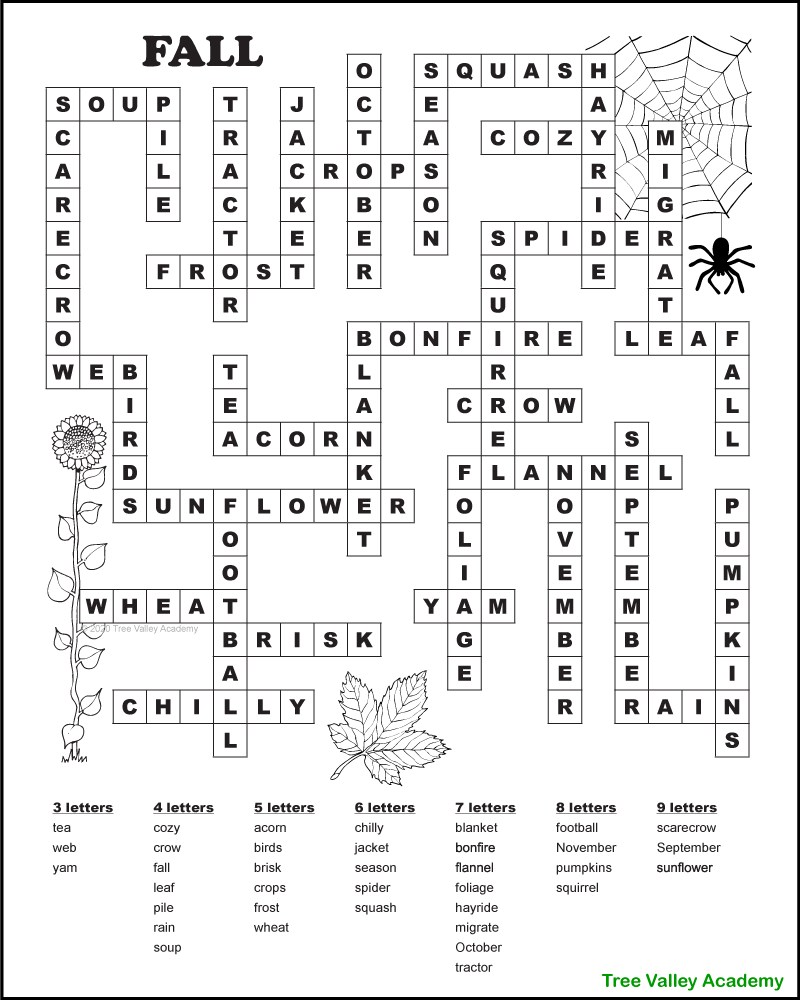 Free Printable Autumn Fall Word Fill In Puzzles Tree Valley Academy Free Printable Autumn Fall Word Fill In Puzzles Tree Valley Academy