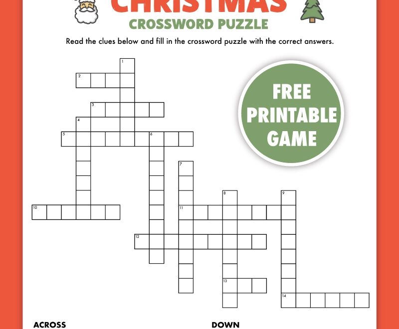 Free Printable Christmas Crossword Puzzle Pjs And Paint Worksheets Library