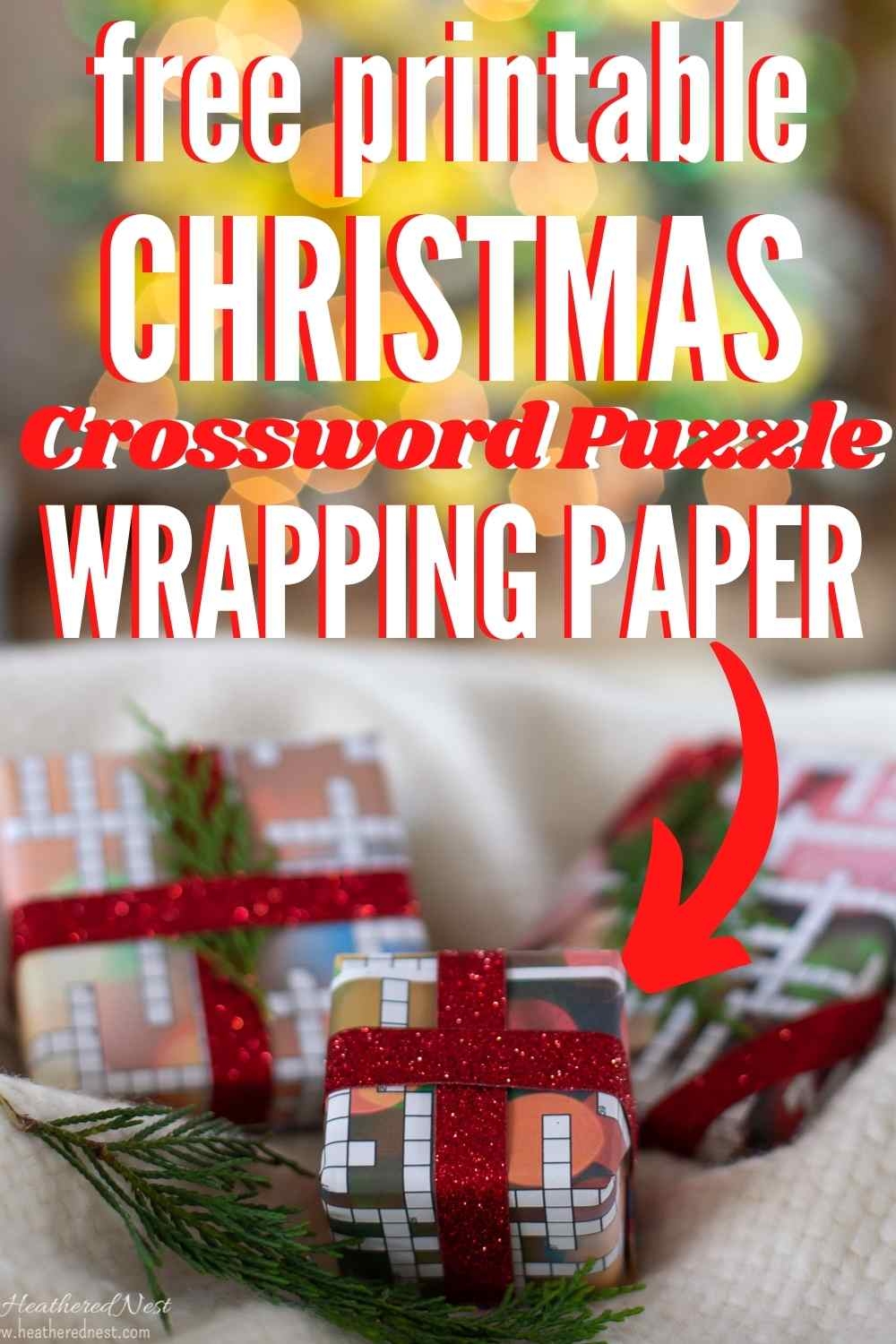 FREE PRINTABLE Christmas Crossword Puzzle Wrapping Paper  FREE PRINTABLE Christmas Crossword Puzzle Wrapping Paper