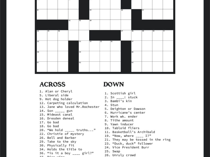 Free Printable Crossword Puzzles For Seniors DailyCaring Worksheets Library