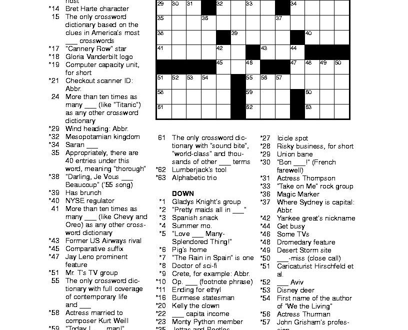 Free Printable General Knowledge Crossword Puzzles Printable Crossword Puzzles