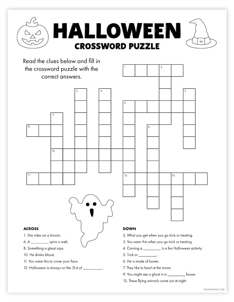 Free Printable Halloween Crossword Puzzle Pjs And Paint Worksheets Library Free Printable Halloween Crossword Puzzle Pjs And Paint Worksheets Library